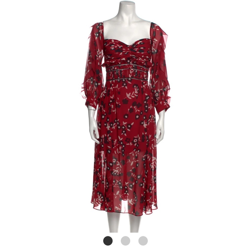 NWT Self-Portrait red floral midi dress size 4